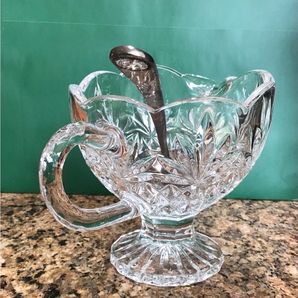 Shannon Crystal Gravy boat with silver plated ladle - Picture 3 of 8